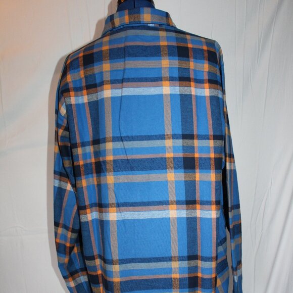 Columbia Mens Large Button Up Pitchstone Heavyweight Flannel Shirt-Bright Indigo - Picture 6 of 10